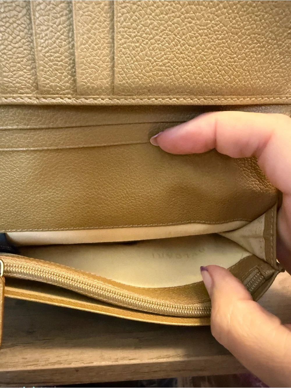 Bulgari Cream Textured Home Accent Wallet Organizer